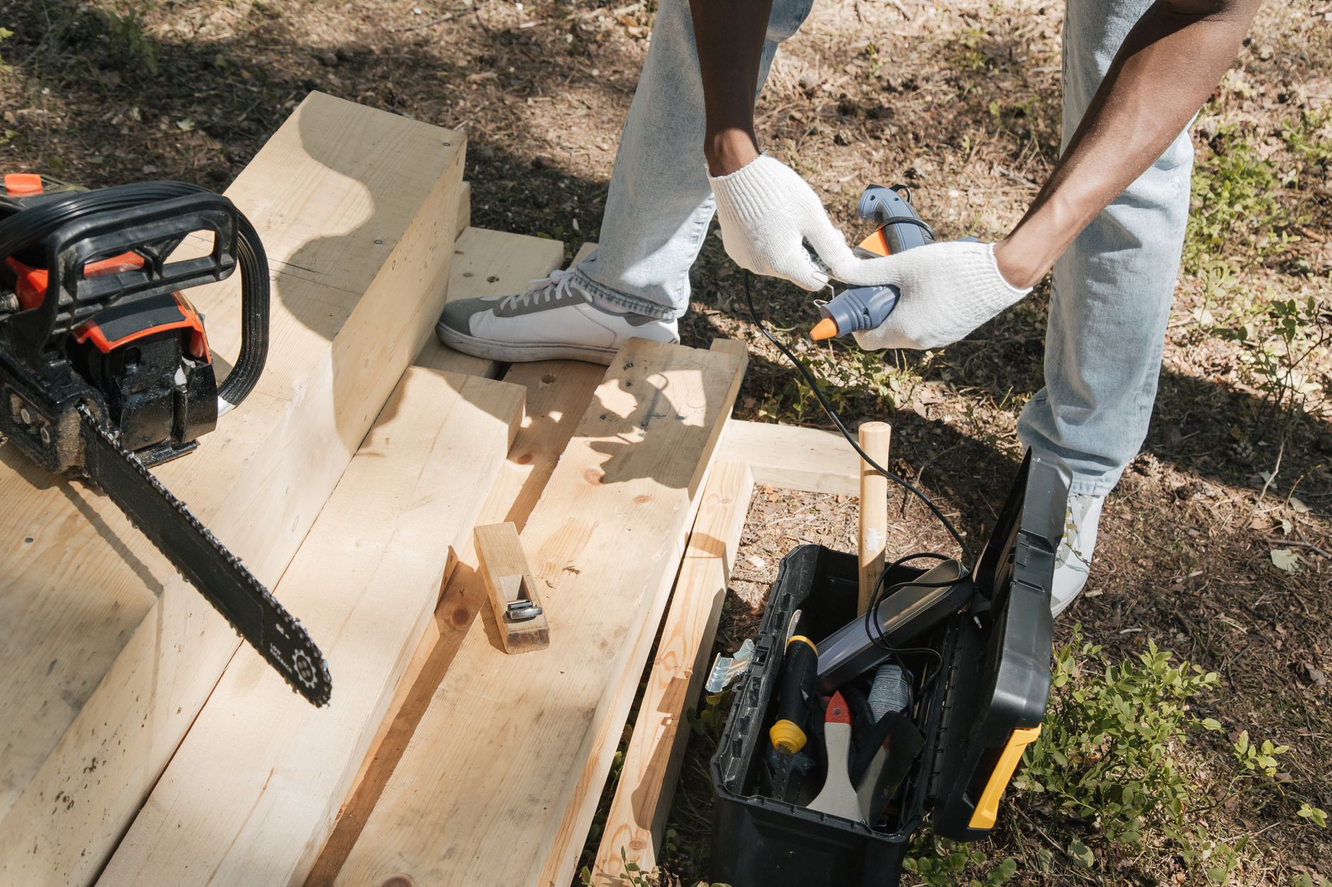 Råbygning i træ under opførelse